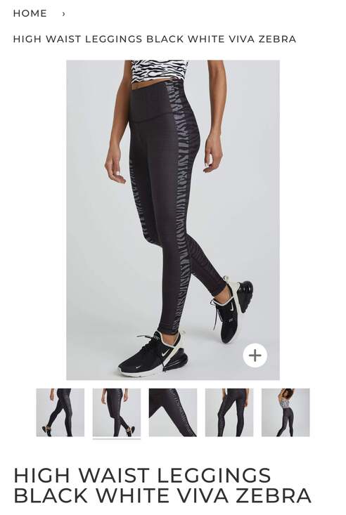 WITH NWT Reversible HIGH WAIST LEGGINGS BLACK WHITE VIVA ZEBRA, Sz S - Picture 2 of 15